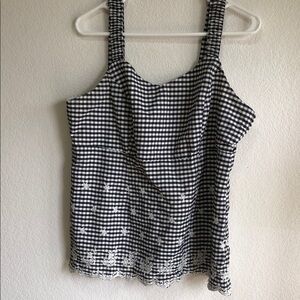 Black and White Gingham Women's Top crochette xl